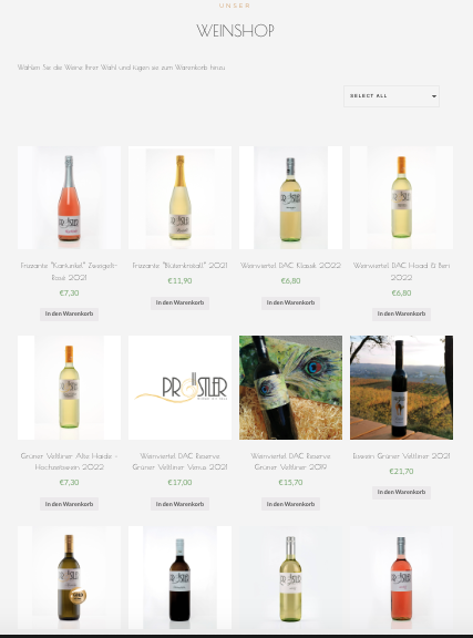 Neuer Onlineshop - Weinbau Pröstler